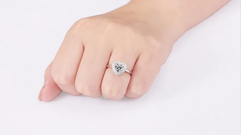 Ювелирное кольцо Moissanite Deluxe 0.5ct сертифицировано FG/vvs1 обручальные кольца для женщин сердце алмаз боковая камень