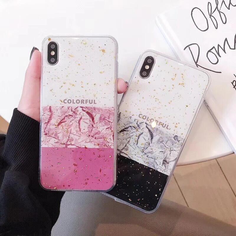 HUANQINGNew Flashpowder gold foil Fall proof For XSMAX 7 Plus 6 S 8 X XRmobile phone shell |