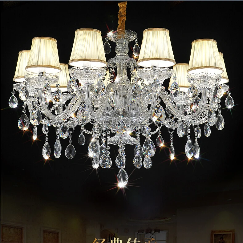 

Fashion top K9 crystal chandelier 10 arms Chandeliers Living Room Lamps Lighting Modern Crystal Chandelier With Lampshade