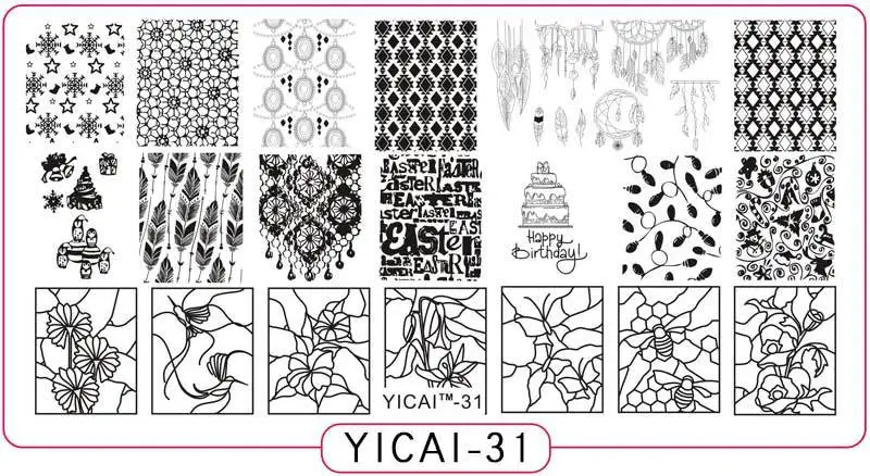 31 YICAI(1-40) серия-изображения пластины для штамповки ногтей трафарет шаблон металл различные фулкавер цветок 1 шт. изображение штамп пластины - Цвет: 31
