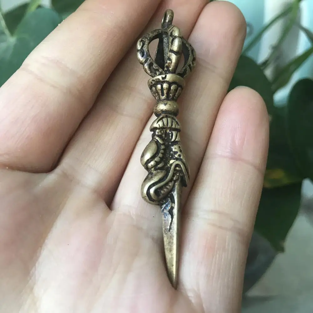 Тибетский 4 лепесток Дракон дорье 100% чистая бронза Ваджра вредитель амулет