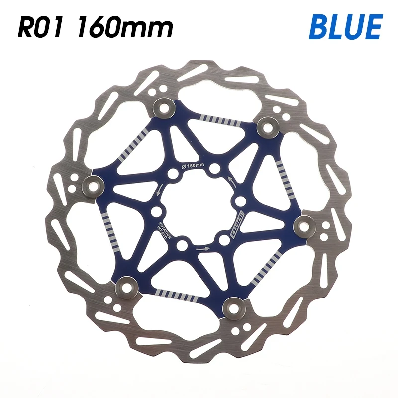 160mm Blue Велосипедный Дисковый Тормоз MTB тормозной поплавок вращающийся диск роторы 160 мм 180 мм Дорожный велосипед гидравлические тормозные колодки поплавок роторы части велосипеда - Цвет: 160mm Blue