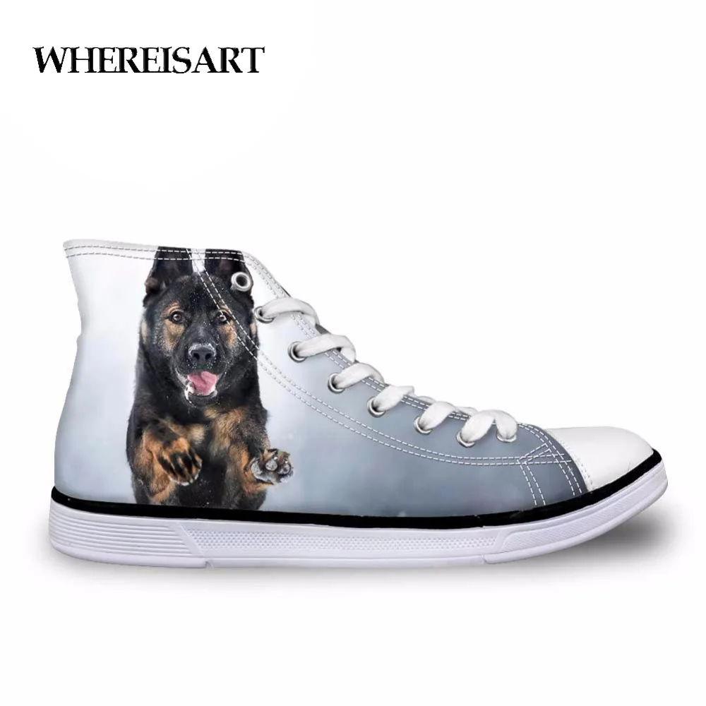WHEREISART/Женская парусиновая обувь с объемным рисунком животных немецкая овчарка