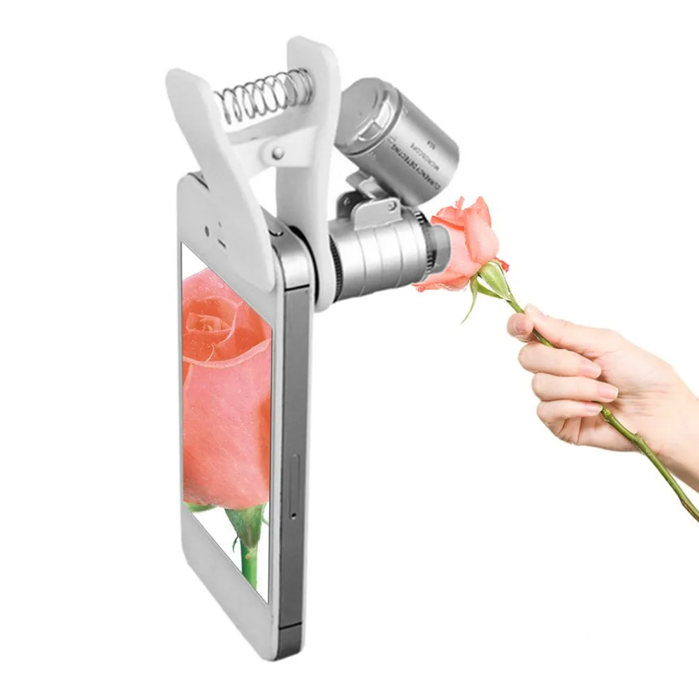 Универсальный микроскоп для телефона 60X портативная мини лупа с клипсой и