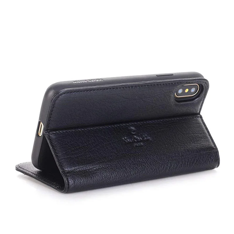 Pierre Cardin Флип из натуральной кожи чехол для телефона для iPhone XS X Роскошный кошелек отделения для карт чехол s Чехол для iPhone X Магнитный чехол