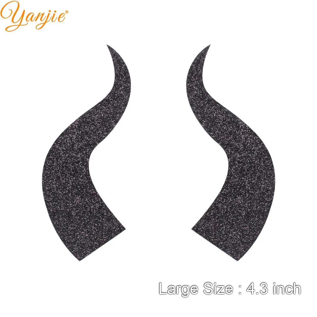 large-black 10pairs/lot Glitter Felt Devil Horn For Girls Women Headband Hot Sale Halloween Party Kids Hair Bow DIY Hair Accessories - Цвет: large-black