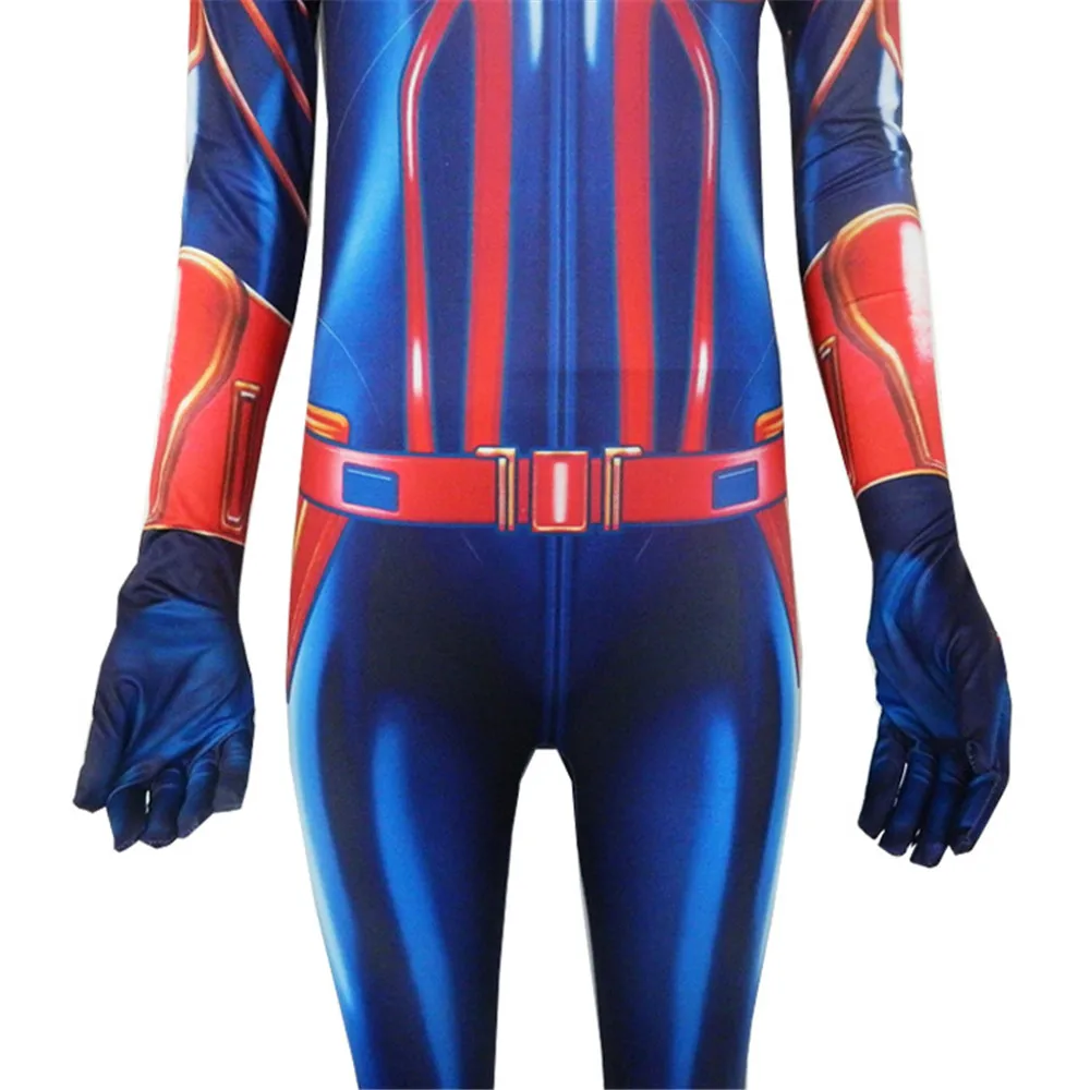 Новый 3D Для женщин девочек экранизации Марвел Капитан Кэрол Дэнверс Костюм