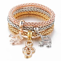 christmas gifts 3pcs heart charm elastic bracelets for women multilayer pulseras bracelet bangles pulseira feminina