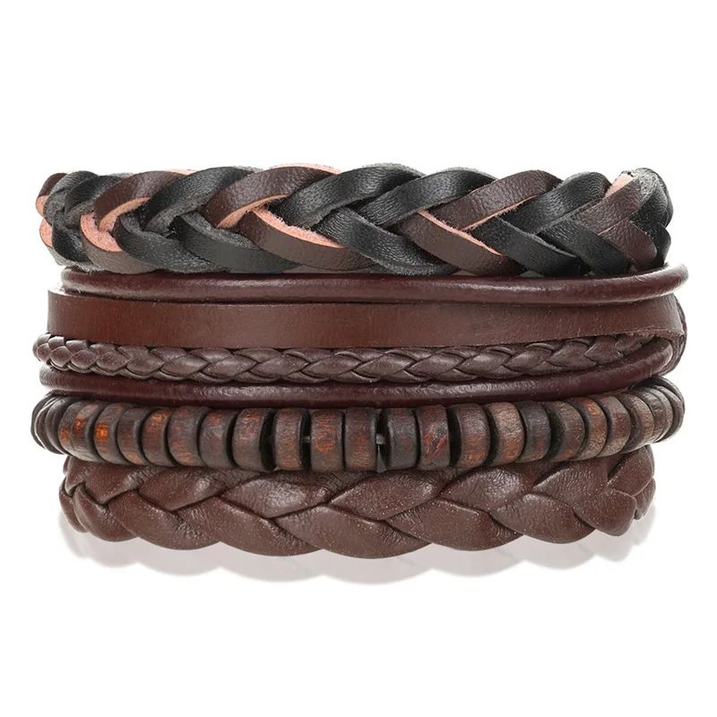3 шт. мужской кожаный браслет с якорем в стиле панк|mens anchor bracelet|anchor braceletleather bracelet |