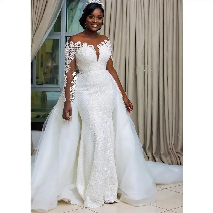 Robe de soiree кружевное свадебное платье русалки со съемной юбкой