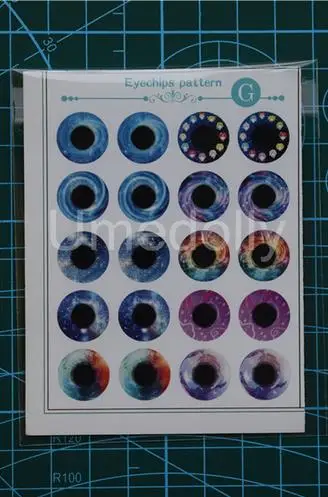 1pcs eye pattern G Blyth кукла глаза чипсы узор бумага прозрачный тонкий стеклянный глаз чипсы для Blyth Eyechips DIY Eyeball индивидуальные аксессуары - Цвет: 1pcs eye pattern G