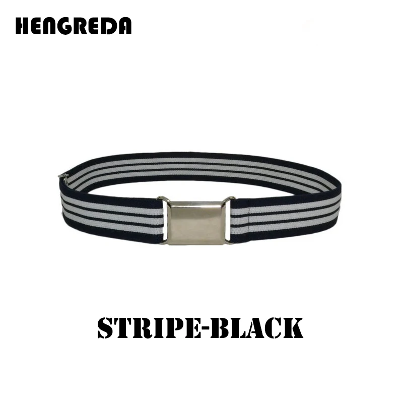 Stripe-black Эластичный пояс для детей; регулируемый ремень с магнитной пряжкой для маленьких мальчиков и девочек; ремни для джинсов; брюки - Цвет: Stripe-black
