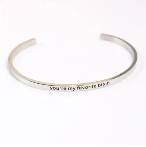 Серебряный 316l из нержавеющей стали 3 мм гравировка YOU'RE MY PERSON манжета браслет для любимой позитивный навевающий Вдохновение Браслет с мантрой - Окраска металла: 1