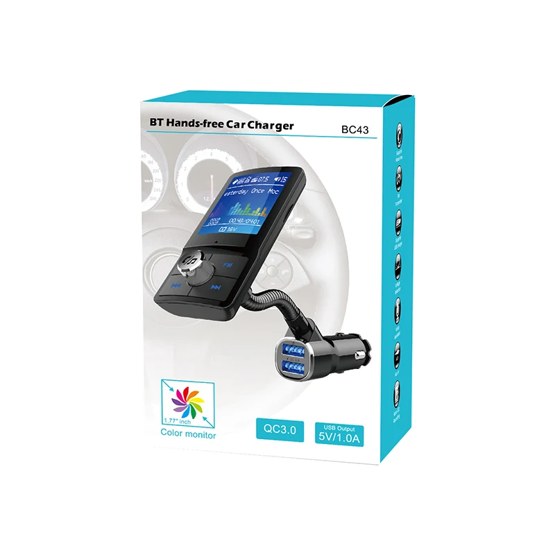 1,8 дюймов Цвет ЖК дисплей аудио MP3 плееры в автомобиль 2USB порты Сири, голосовой помощник беспроводной Bluetooth FM передатчик