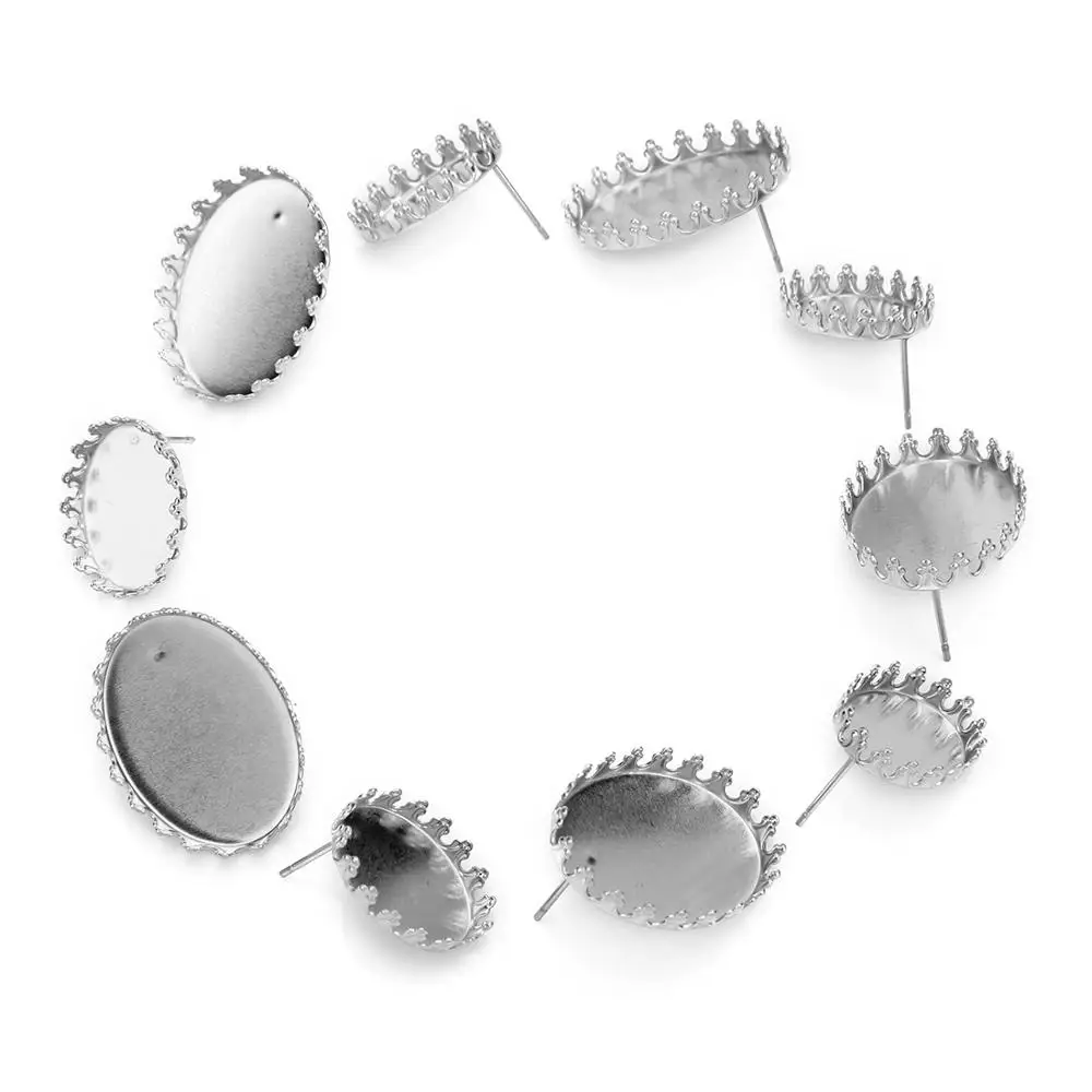 20 шт. пластина из нержавеющей стали сережки стержни база подходят 13X18/18X25 мм