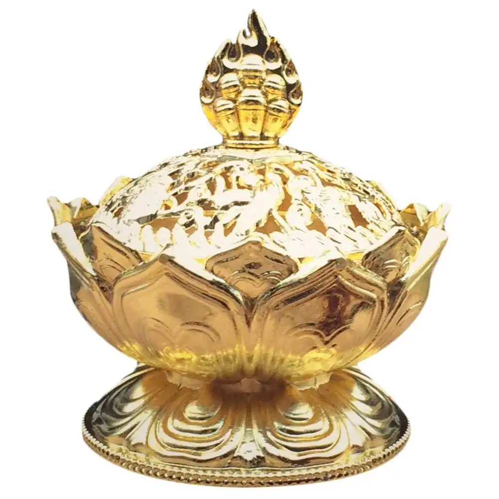 Golden Holy "Тибетский Лотос" разработан курильница для благовоний цинковый сплав бронза мини курильница для благовоний ладан металл ремесло Домашний Декор 3 цвета - Цвет: Golden