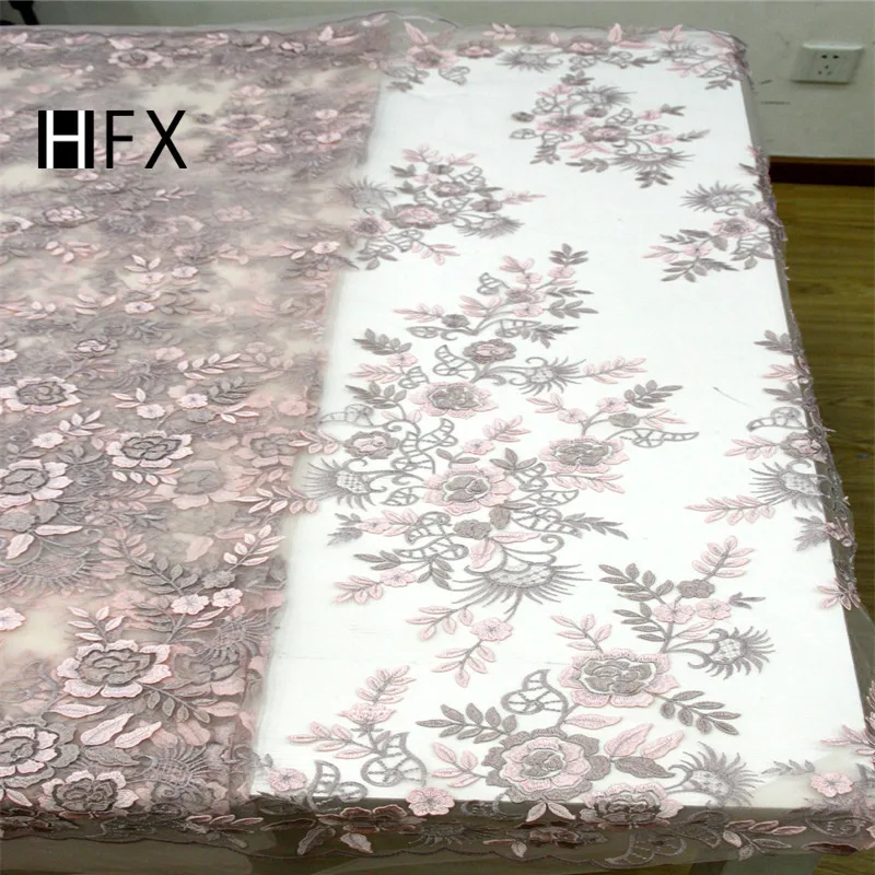 HFX французская кружевная ткань 2019 женское платье порошкового синего цвета