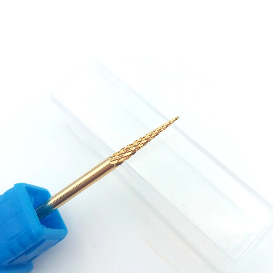 Золотые вольфрамовые карбидные сверла HYTOOS для ногтей 3/32 дюйма вращающиеся