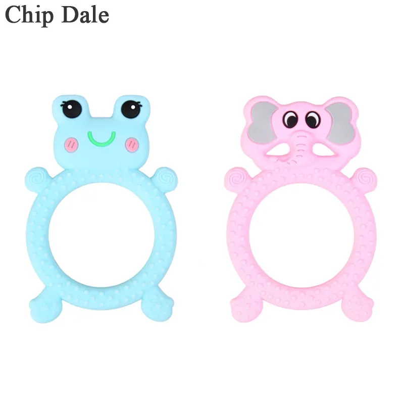 

Chip Dale 5Pcs Baby Teething Toys Frog Elephant Chew Pacifier Chain Necklace Teether Pendant Teething Nursing Silicone BPA Free