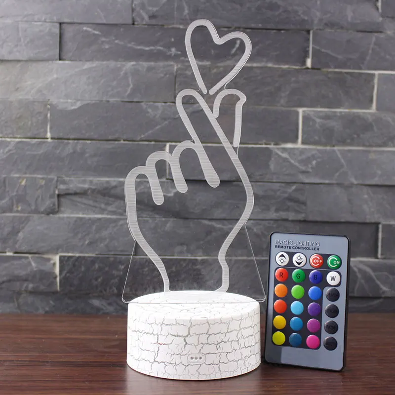 3D лампа в форме сердца с эффектом разминания рук светодиодный ночсветильник 7