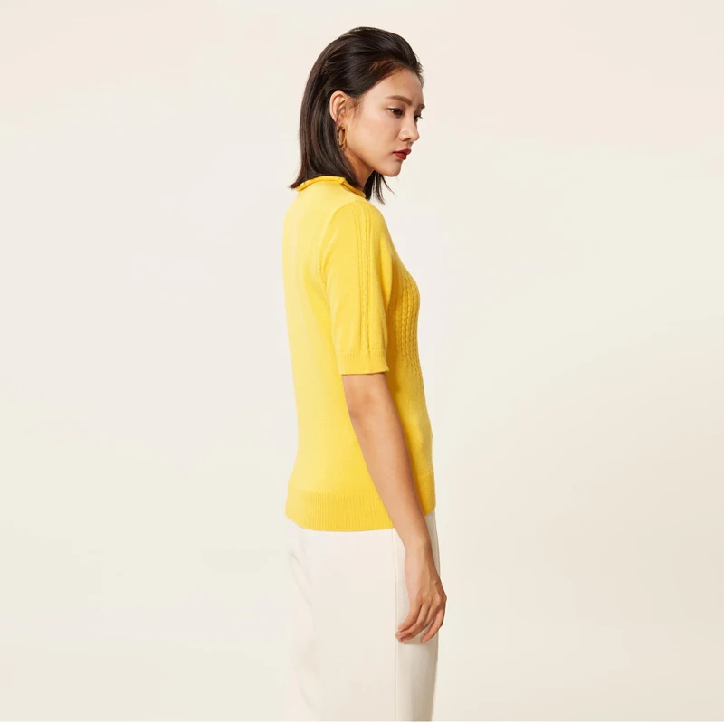 SZDYQH Twist Pattern Sweaters Women Autumn Fashion Short Sleeve Basic Pullover Female Jumpers O-neck Solid Spring Casual Tops | Женская