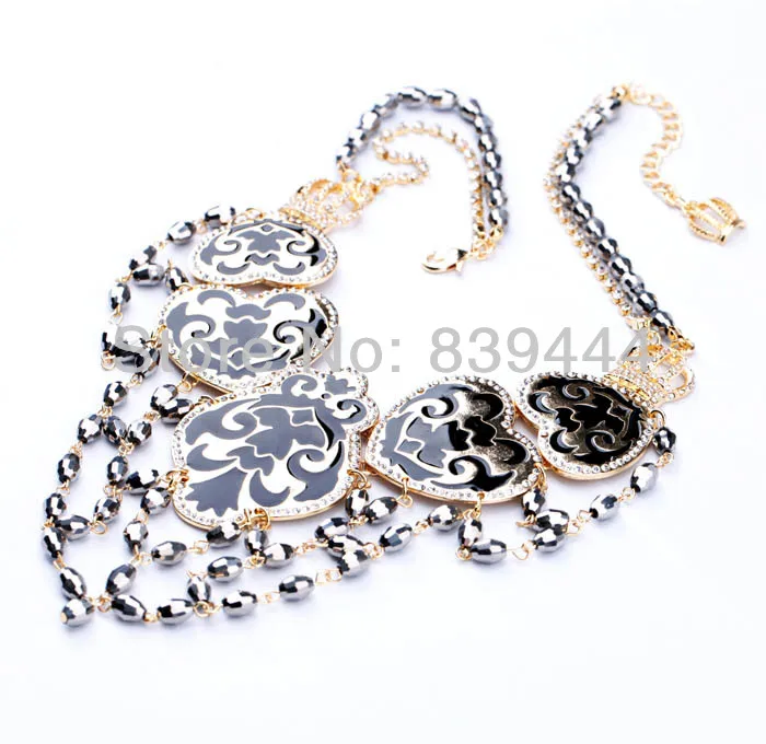 Модное ожерелье с черной эмалью в форме сердца|enamel necklace|necklace necklaceblack necklace |