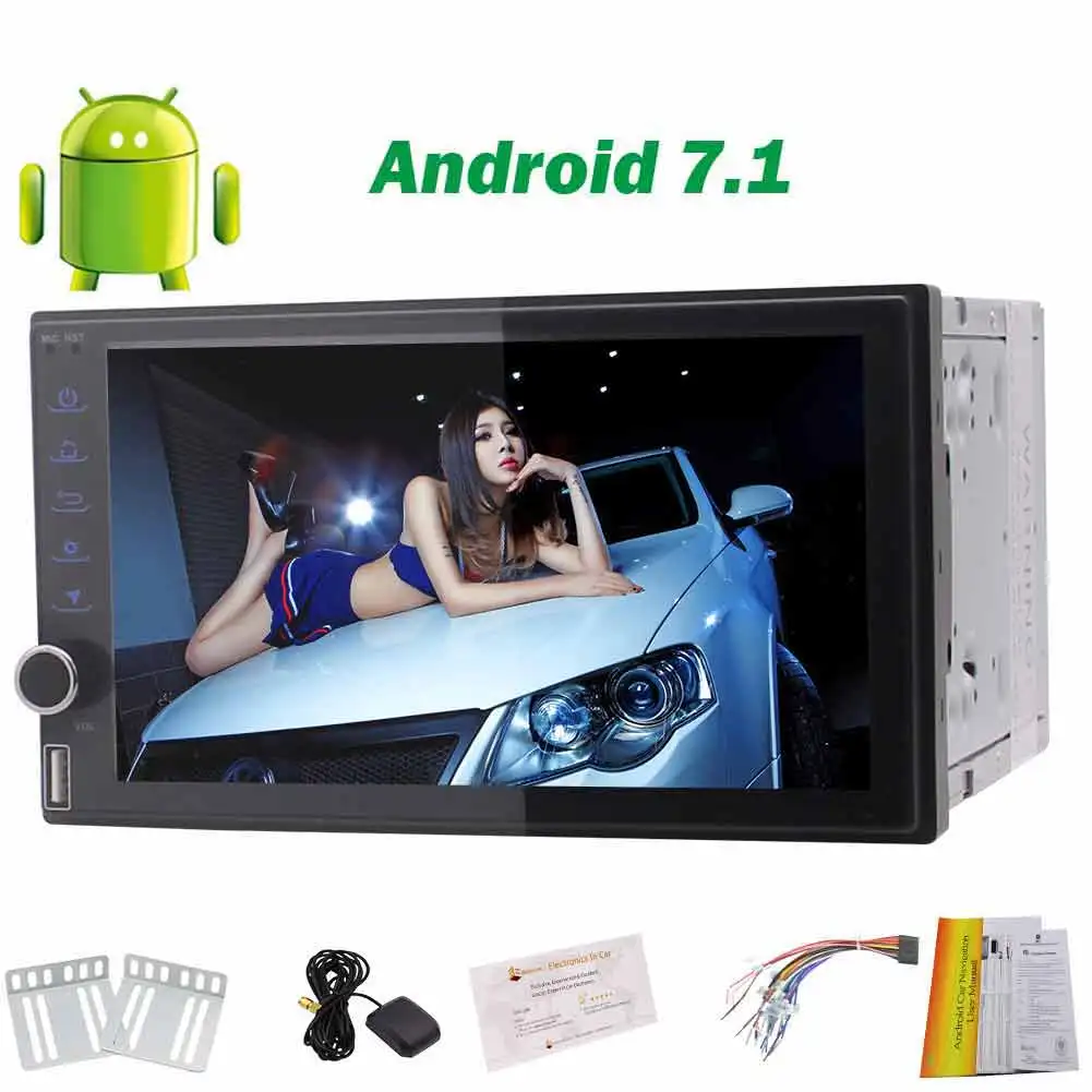 Автомагнитола 2 Din без мультимедиа плеер стерео Android 7 1 дюймов емкостный сенсорный