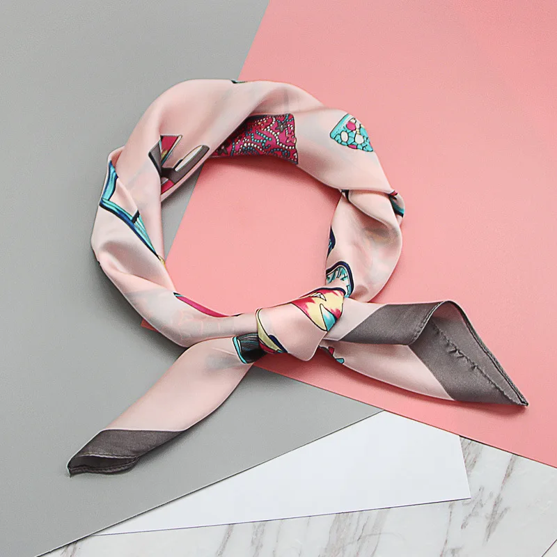 Женские атласные шарфы 12 рисунков бандаж для головы Шелковый искусственный