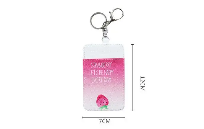 

Cartoon Fruit Card Holder PU Leather Card Case with Key Chain
