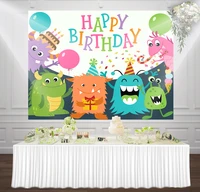 custom cute monster party backdrops animals backdrops cartoon monster birthday banner photography studio background party decor