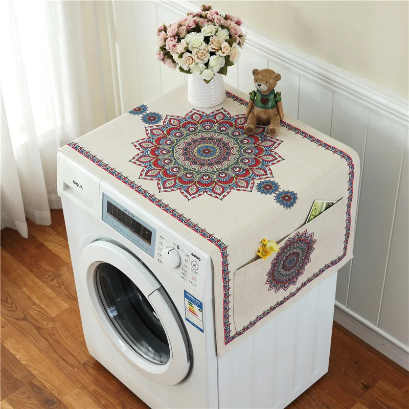 Чехол пылезащитный для стиральной машины в богемном стиле с изображением роз