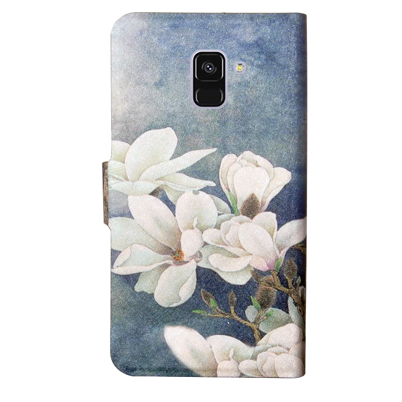 Flower PU Leather Case For Samsung Galaxy J4 J6 J8 A5 A7 A9 A6 A8 Plus 2018 Wallet Bag Card Slot Phone Back Cover | Мобильные