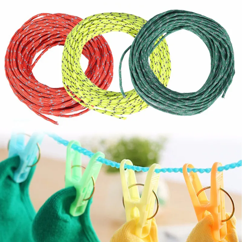 

2.5MM Diameter 15.24m/50ft Multifunctional Reflective Tent Rope String Windproof Guy Line Cord Outdoor Camping Kit Accessories