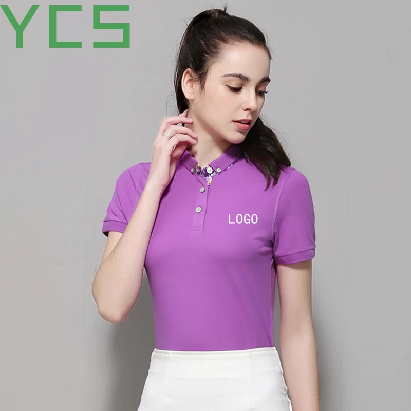 YCS Store 9 моделей 95% Хлопок индивидуальная рубашка поло для женщин с логотипом компании по вышивке/цифровой/принт
