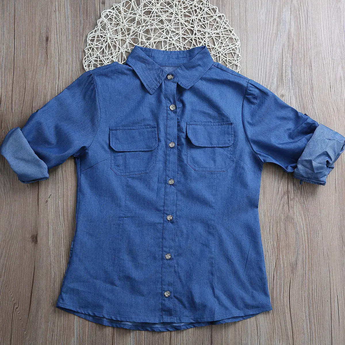 Одинаковые комплекты для семьи 2017 г. Новая популярная джинсовая рубашка +