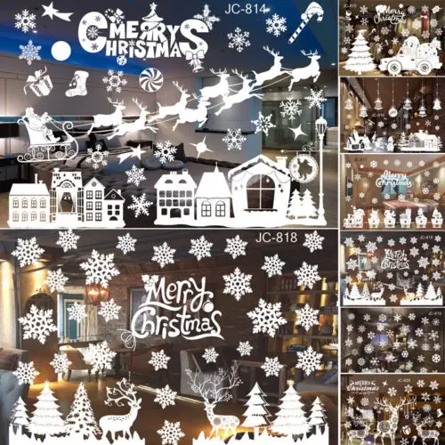 Merry Christmas Removable Art Vinyl Home and Window Wall Sticker Decoration Xmas Santa Claus Snowflakes Town Decal Decor | Дом и сад
