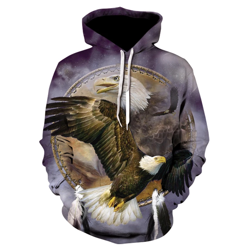 

Men's individuality design flying eagle print hoodie fashion men's and women's sports street wear skateboard thin harajuku jacke
