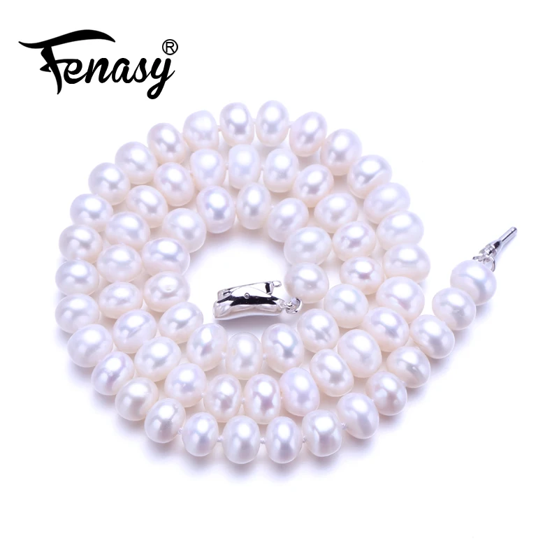 

FENASY fine AAAA high quality natural freshwater pearl necklace for women gift 9-10mm pearl jewelry 45cm choker necklace classic