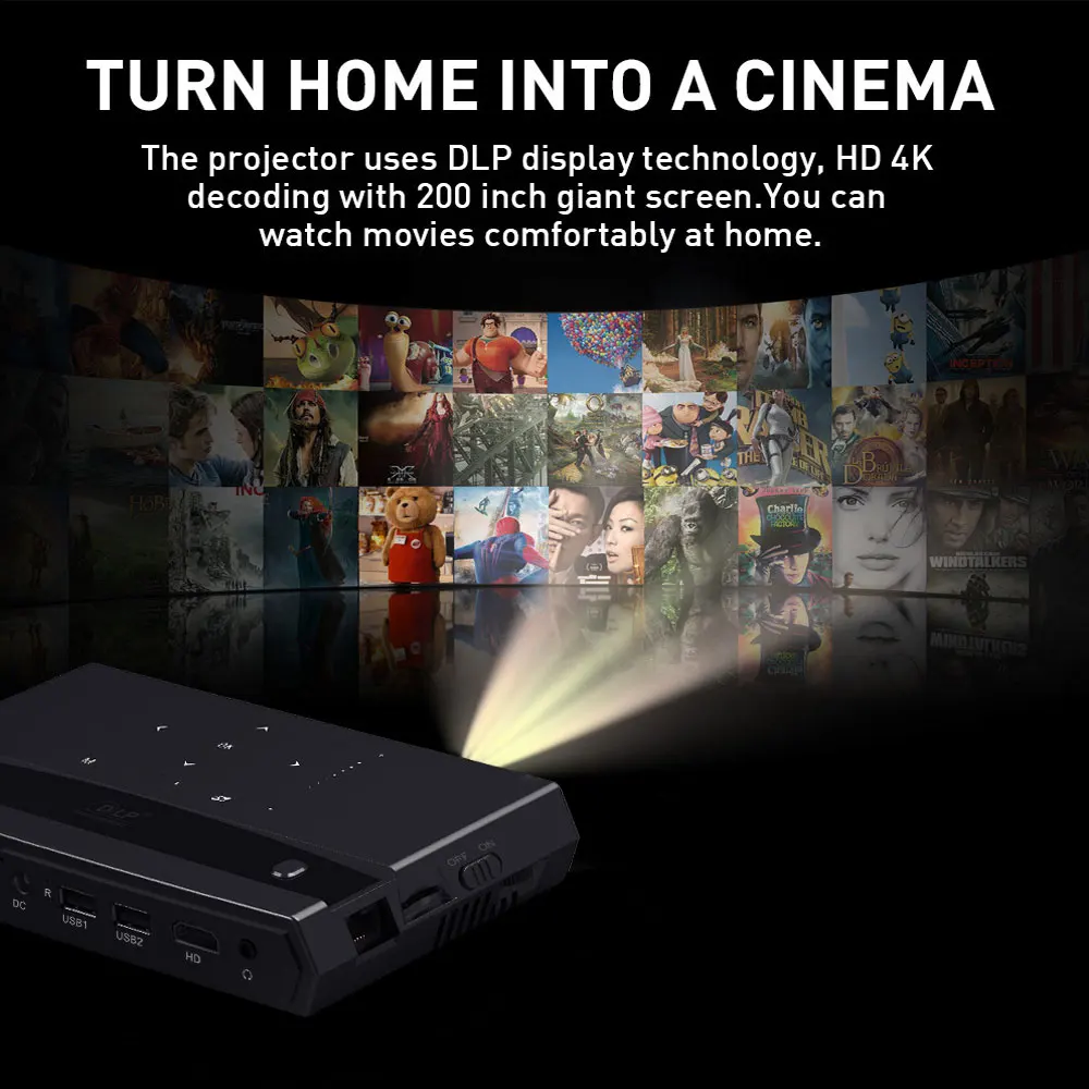 Портативный S912 h96 max проектор Octa Core 3D 4 K HD 2 ГБ+ 16 Гб Встроенный Android 6,0 WI-FI HD DLP светодиодный прожектор с bt динамик