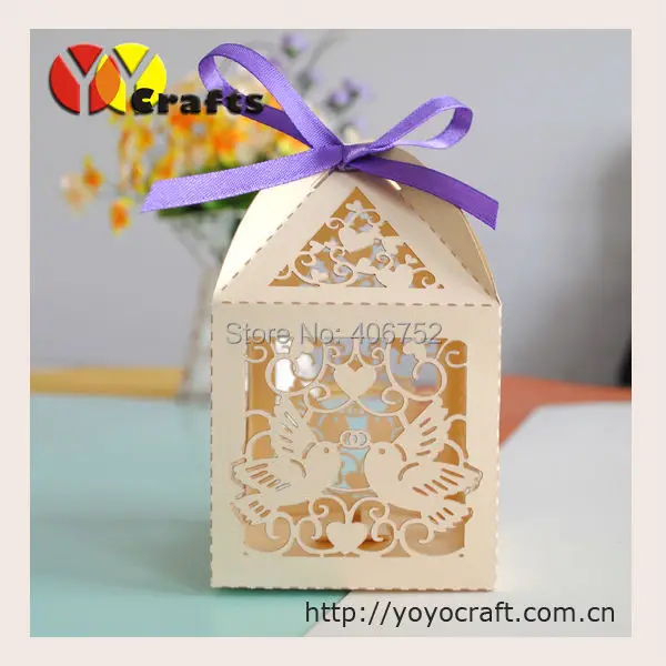 50pcs Wedding Souvenir Indian Laser Cut Love Bird Paper Gift Box