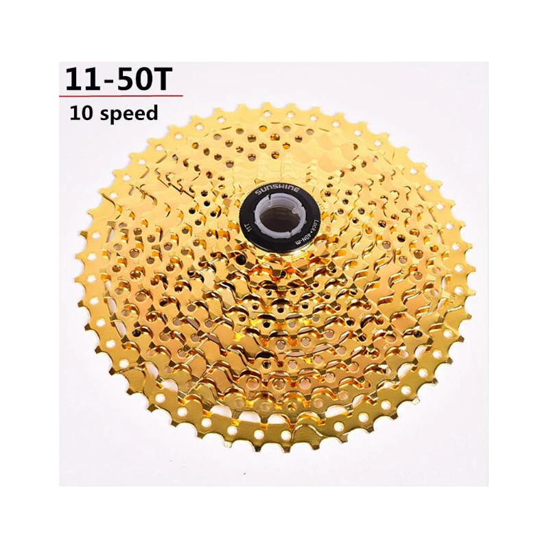 

Bicycle freewheel bike flywheel 10 speed 11-50T Cassette gold color mountain bike freewheel sprocket mtb cog 50T