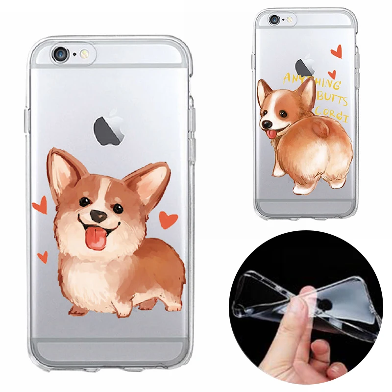 Ультра тонкий мультфильм корги Butt мягкий чехол для телефона iPhone 6 плюс 7 Plus X