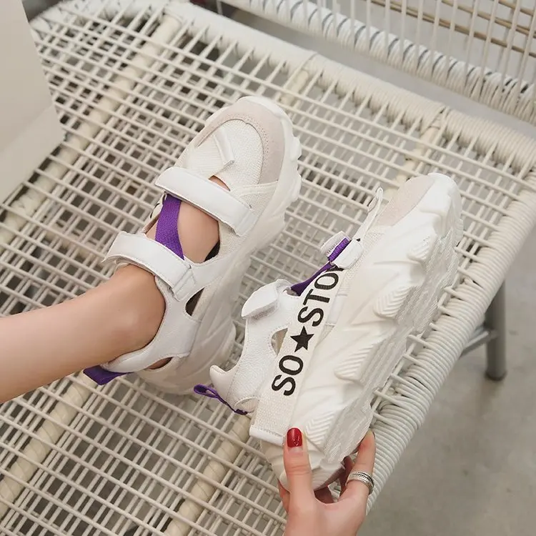 Женские босоножки Летние кроссовки сандалии на липучке женские замшевые обувь