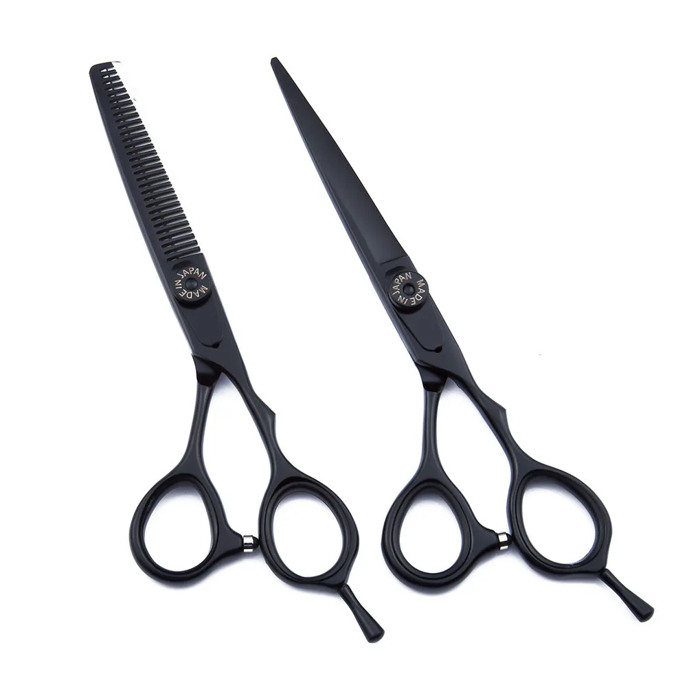 

6'' Japan 440C Steel Professional Pet Grooming Scissors Cutting Shears Thinning Scissors Black hairdressing scissors flat shears