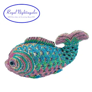 Новый Кристальный клатч RN рыба, маленький кошелек-клатч с животным для женщин, вечерние сумочки с рыбками для свадьбы, выпускного вечера, вечеринки
