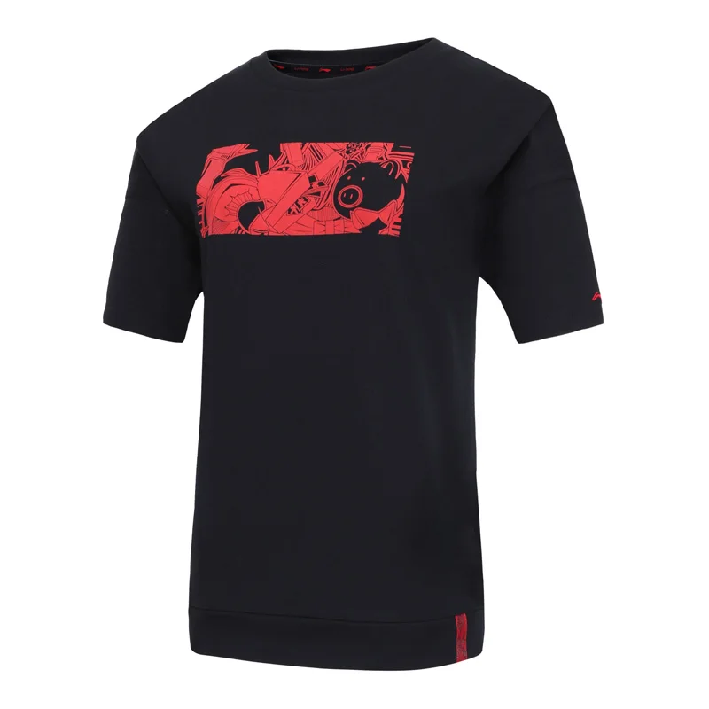 Li-Ning/женские спортивные футболки из хлопка с дышащей комфортной подкладкой с принтом; спортивные майки с коротким рукавом; AHSP018 WTS1513