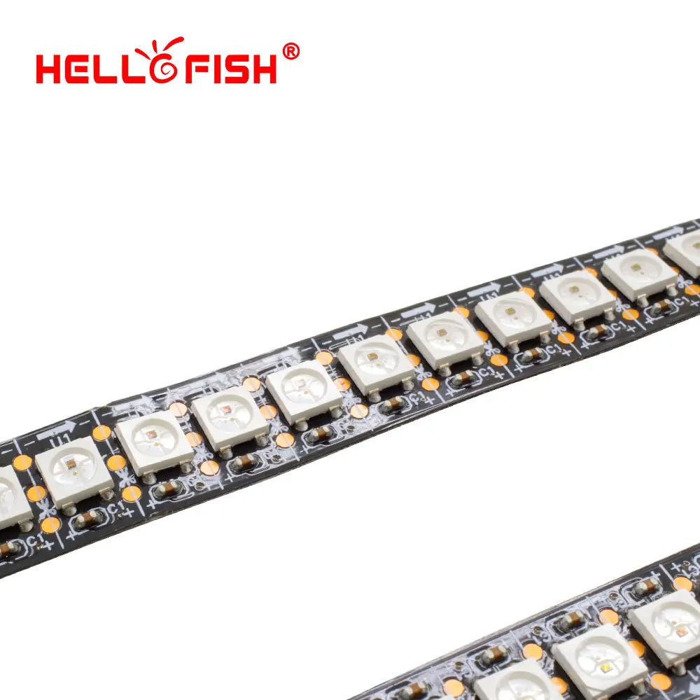 Hello Fish 1 м WS2812B полноцветная светодиодная лента 144 светодиодный/m Dream Running color СВЕТОДИОДНЫЙ лента белый/черный PCB