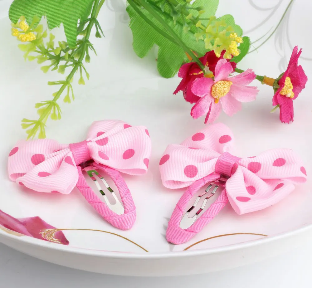 Заколки для волос M MISM 2 шт. с бантиком и принтом в горошек милые детские заколки