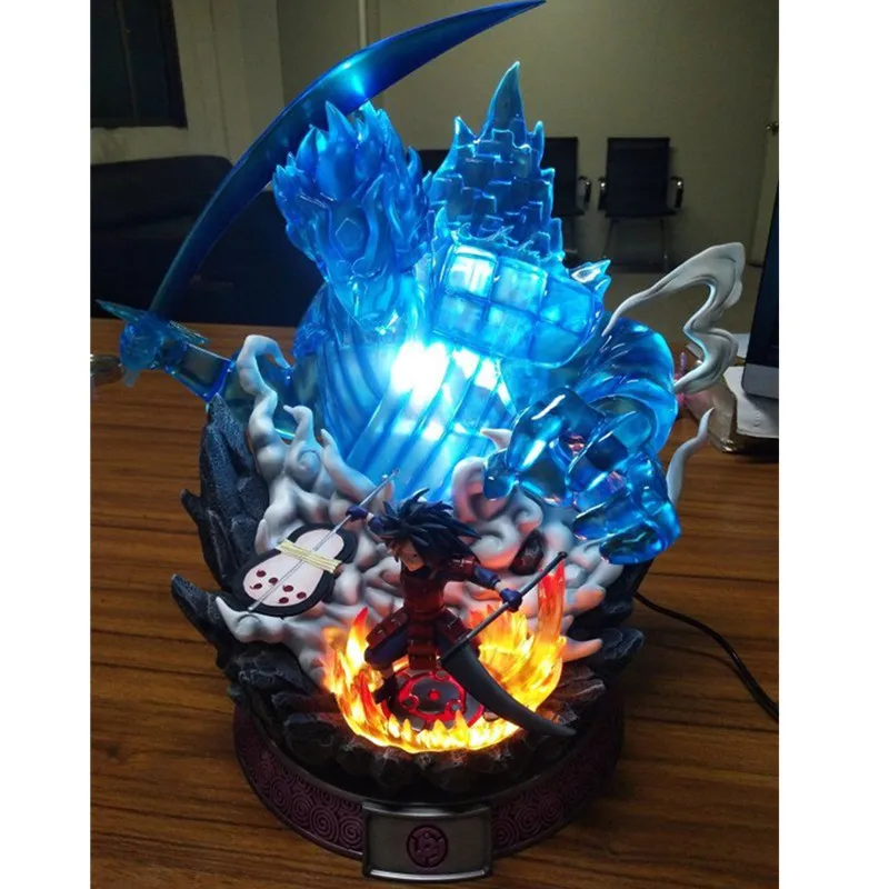 Наруто Учиха Мадара Susanoo смолы статуя со светодиодный светильник фигурка Коллекция Модель игрушки X679