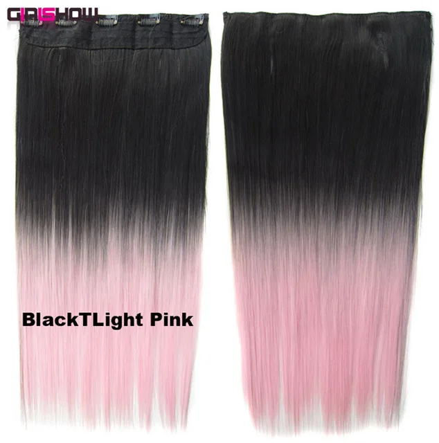 GS666 1TLightpink 5 клипов на Dip краситель Омбре тени Синтетические прямые пряди двухцветный парик расширение, 36 цветов доступны 130 г, 60 см, 10 шт./партия - Цвет: GS666 1TLightpink